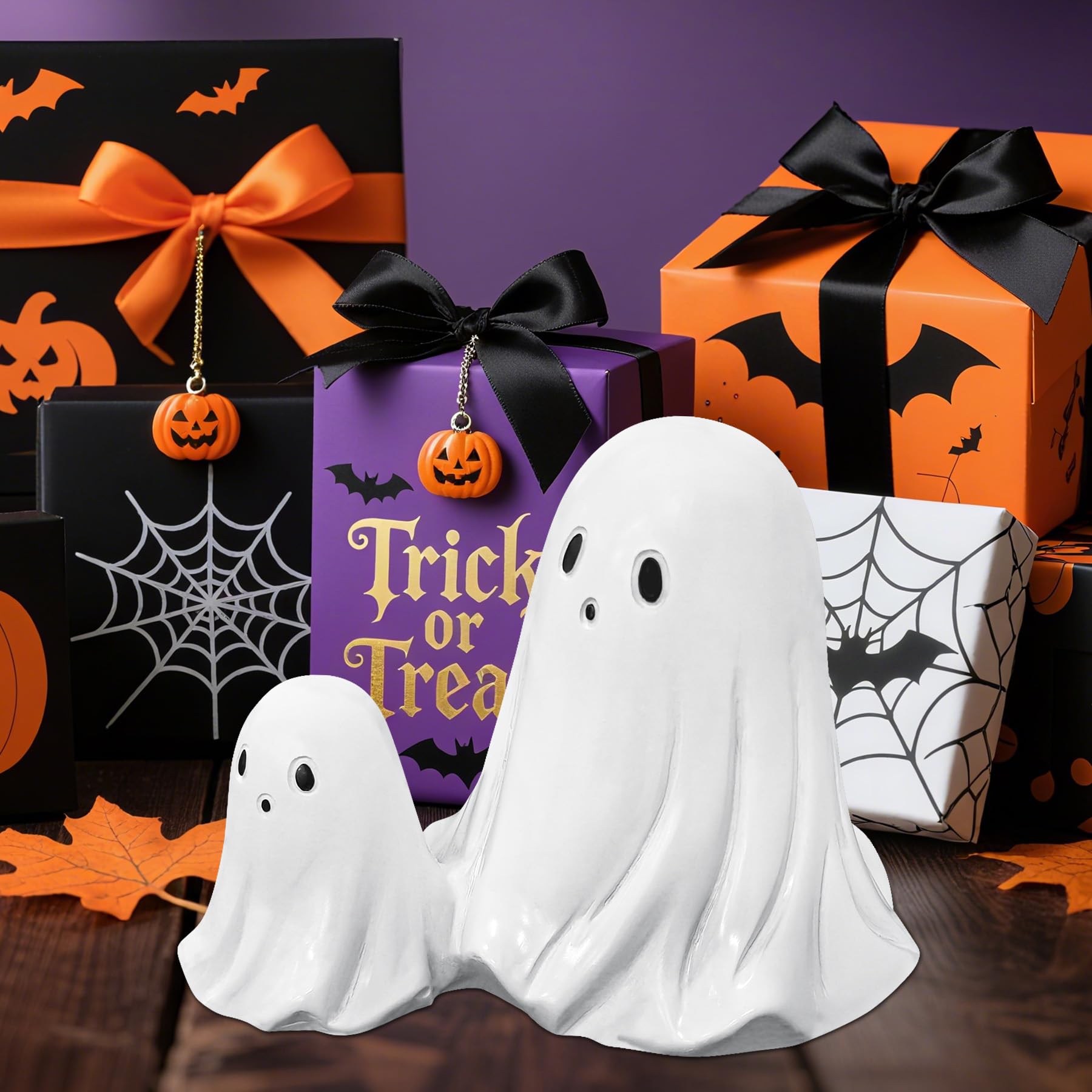 Halloween Ghost Figurine Ghost Decor, Funny Ghost Statue, Cute Ghost Figurine, Ghost Statue Halloween Decoration for Gift Props Tabletop Home Decor New Year's Gifts - Halloween Happy