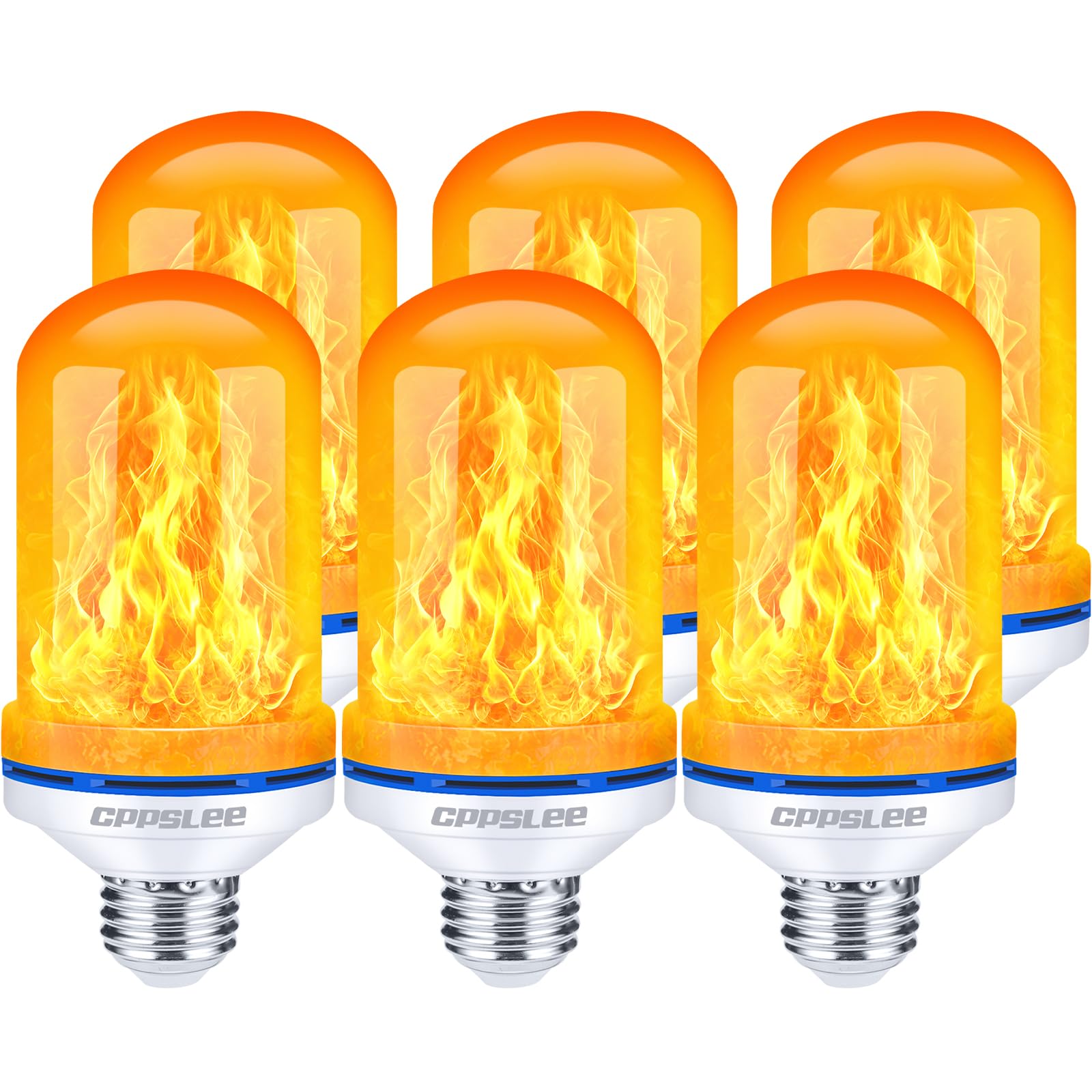 Halloween Decorations Upgraded LED Flame Light Bulbs, 4 Modes Flickering Light Bulbs, E26 Base Fire Flame Bulb, Christmas Lights Patio Outdoor Indoor Home Decor (Yellow, 2 Pack) - Halloween Happy
