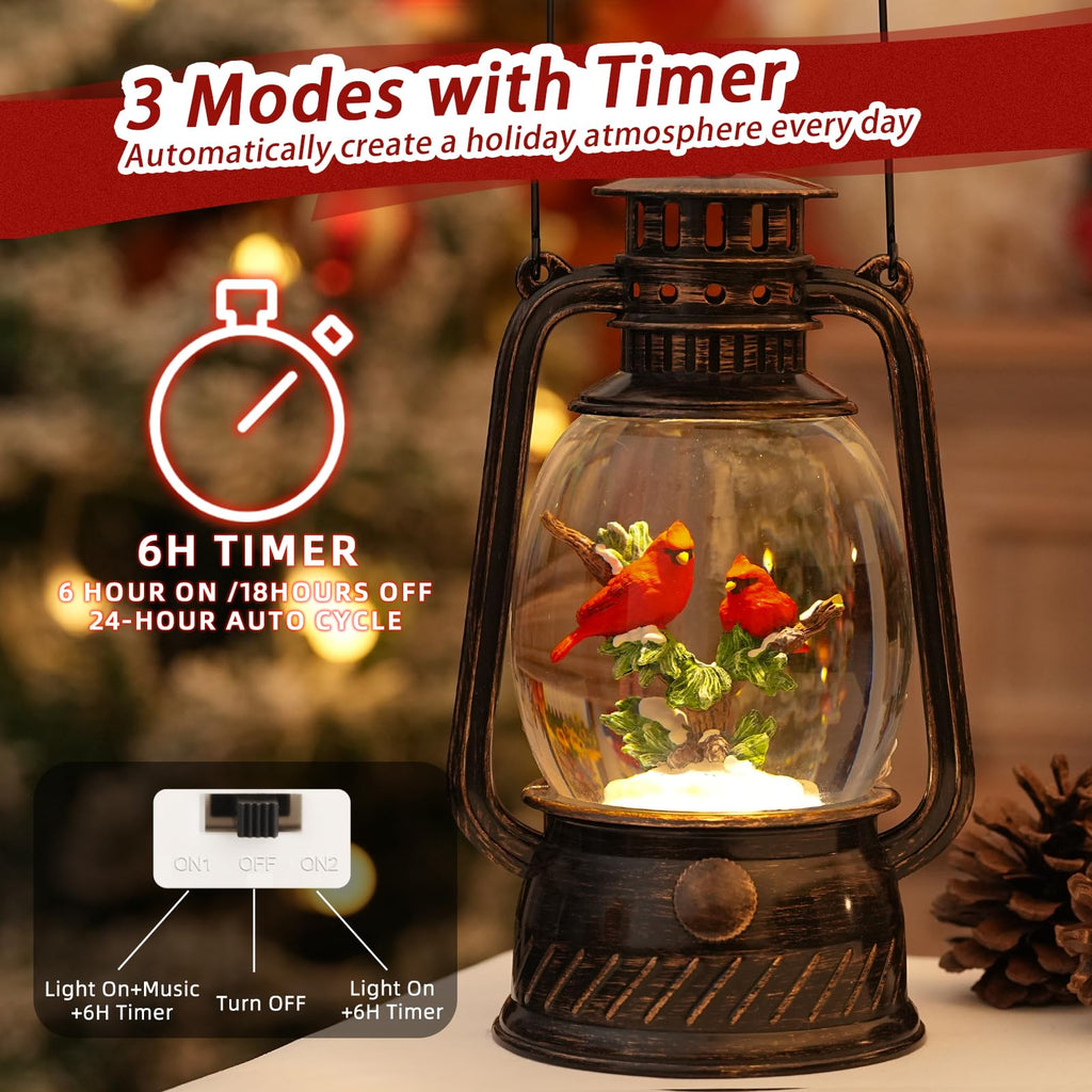Halloween Snow Globe, Halloween Decorations Indoor Light Up Snow Globe Lantern with Music, 6H Timer, Love Never Dies Swirling Glitter Halloween Lantern for Halloween Home Decorations - Halloween Happy
