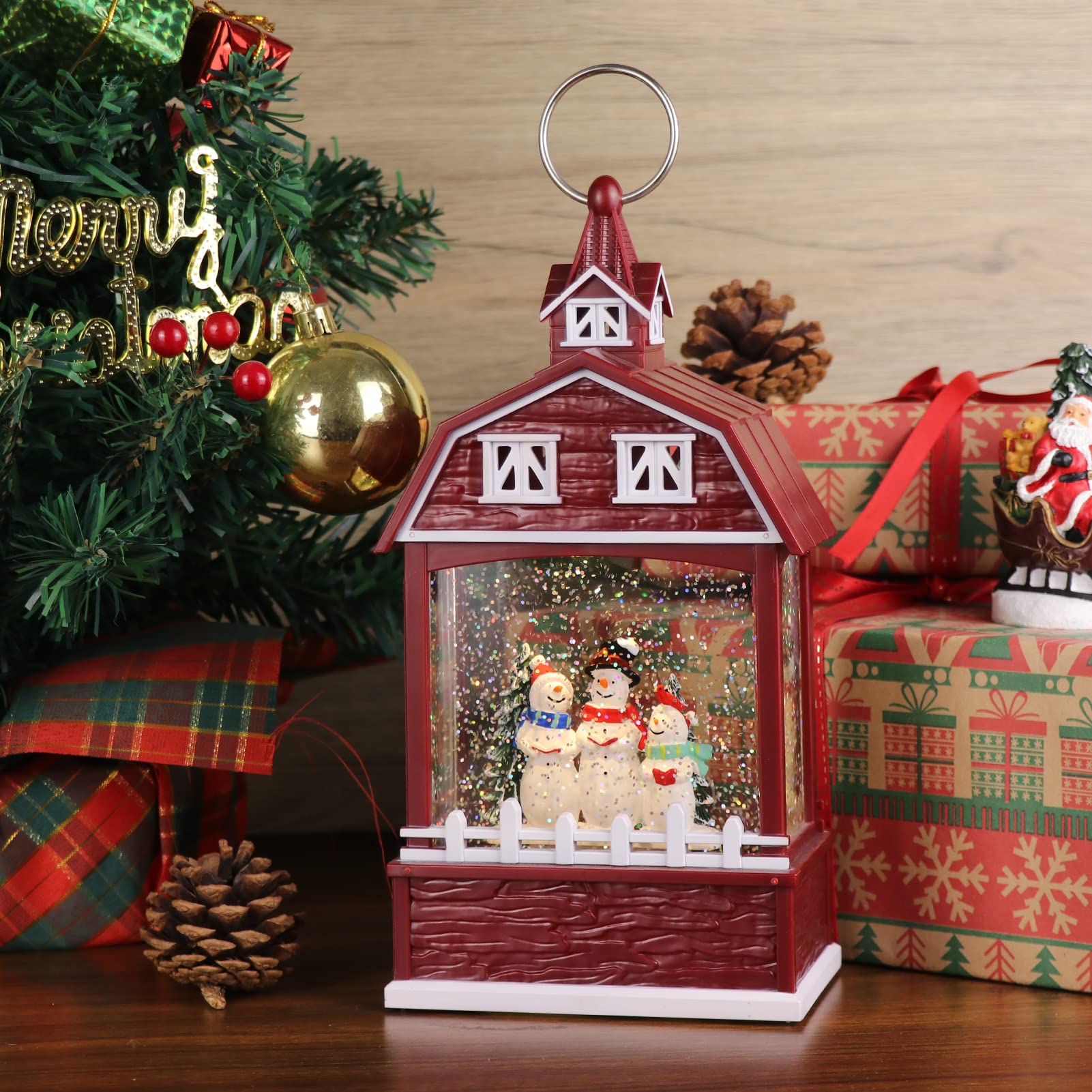 DRomance Halloween Skeleton Snow Globe Lantern with 6H Timer Battery Operated USB Powered Lighted Water Glitters Bronze Canteen Shaped Snow Globe Halloween Decoration Children Gift(6 x 3.2 x 11 Inch) - Halloween Happy