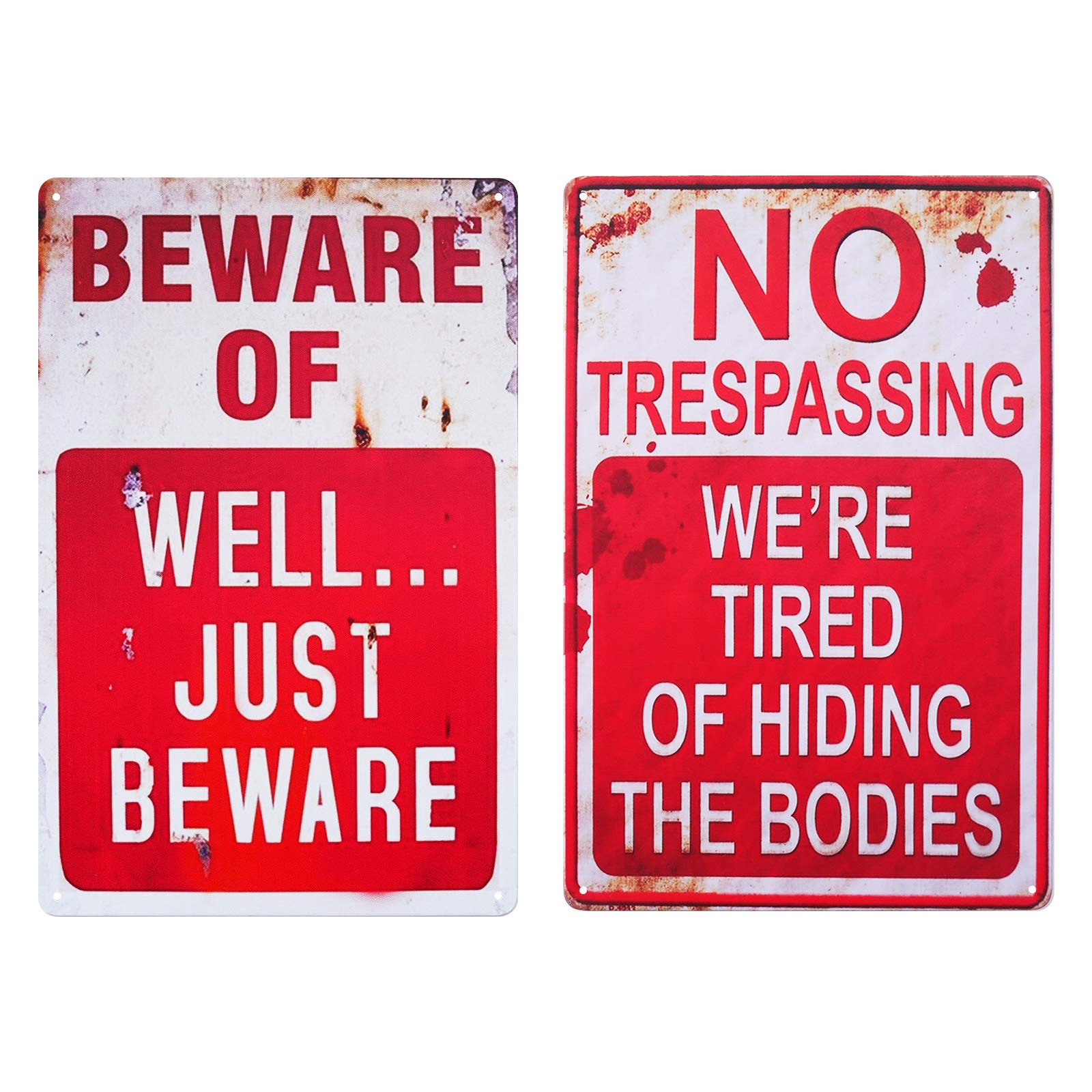 Halloween Decoration Halloween Signs Retro Fashion chic Funny Metal Tin Sign No Trespassing We're Tired of Hiding The Bodies. - Halloween Happy
