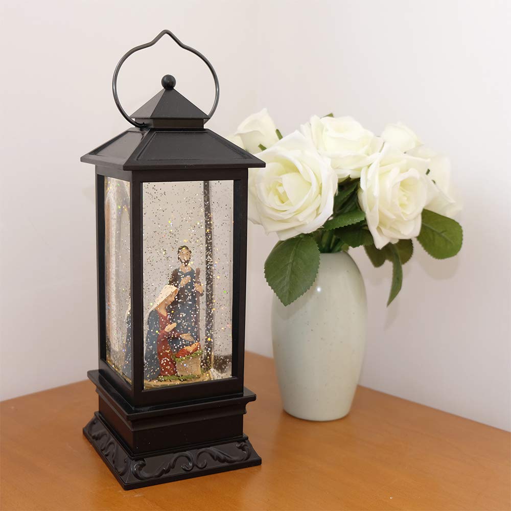 Eldnacele Halloween Ghost Projection Snow Globe Lantern with 6 - Hour Timer, Lighted Plug - in & Battery Operated Water Glittering Snowing Globe Lamp for Spooky Fall Halloween Indoor Decoration(Skeleton) - Halloween Happy