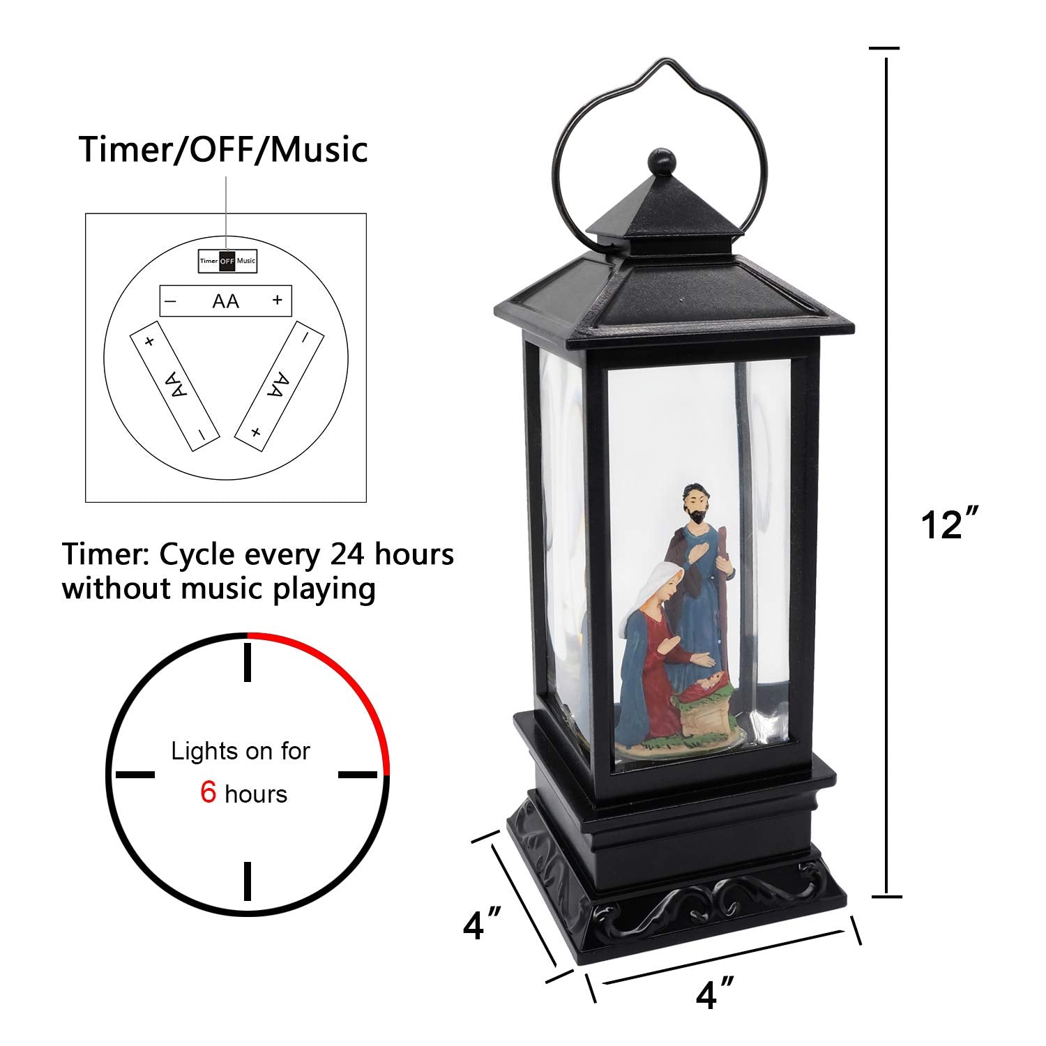 Eldnacele Halloween Ghost Projection Snow Globe Lantern with 6 - Hour Timer, Lighted Plug - in & Battery Operated Water Glittering Snowing Globe Lamp for Spooky Fall Halloween Indoor Decoration(Skeleton) - Halloween Happy