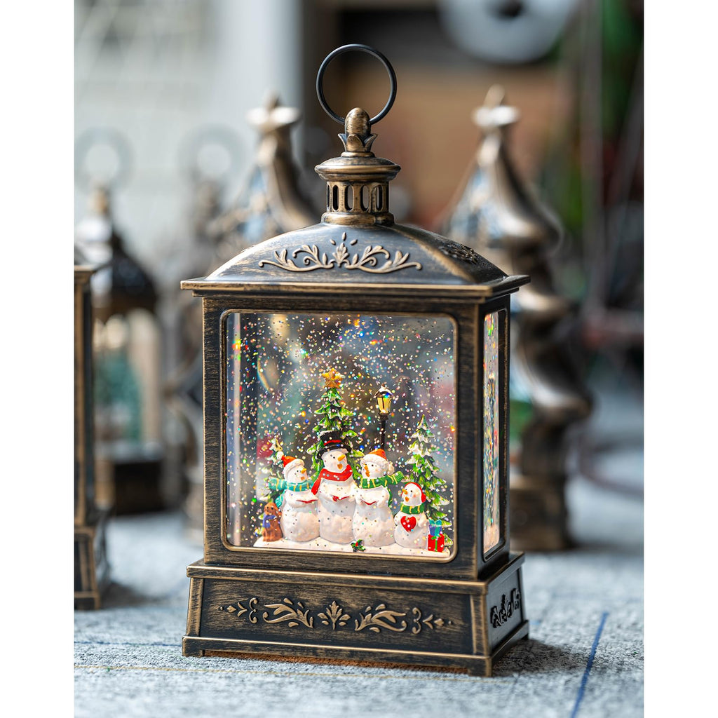 Halloween Snow Globe Lantern Water Glittering Spooky Witch' s Black Cat in Pumpkins with Music, USB Lined/Battery Operated Lighted Lantern for Halloween Festival Decoration Gifts - Halloween Happy