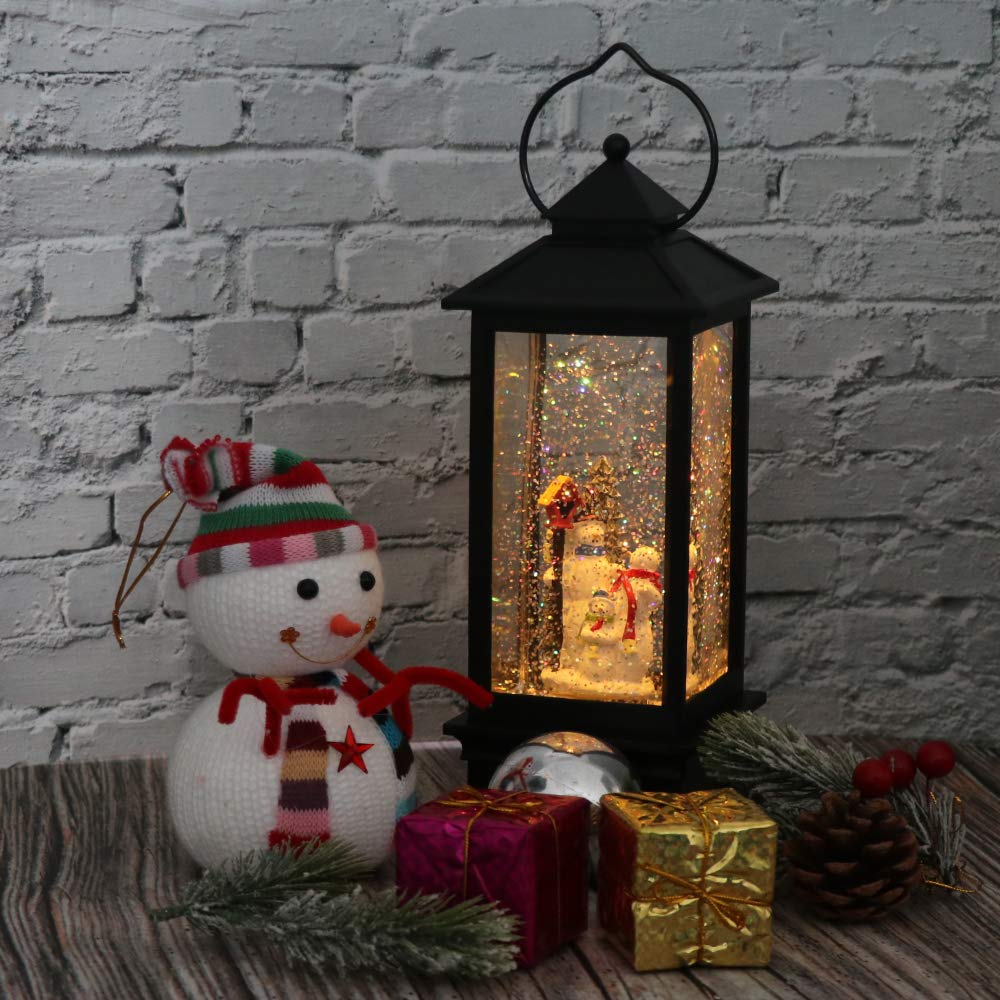 Eldnacele Halloween Ghost Projection Snow Globe Lantern with 6 - Hour Timer, Lighted Plug - in & Battery Operated Water Glittering Snowing Globe Lamp for Spooky Fall Halloween Indoor Decoration(Skeleton) - Halloween Happy