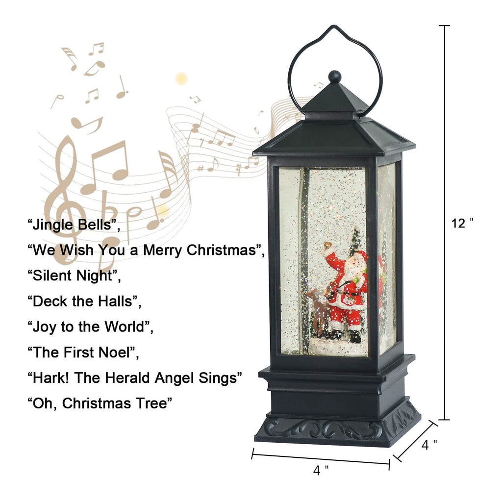 Eldnacele Halloween Ghost Projection Snow Globe Lantern with 6 - Hour Timer, Lighted Plug - in & Battery Operated Water Glittering Snowing Globe Lamp for Spooky Fall Halloween Indoor Decoration(Skeleton) - Halloween Happy