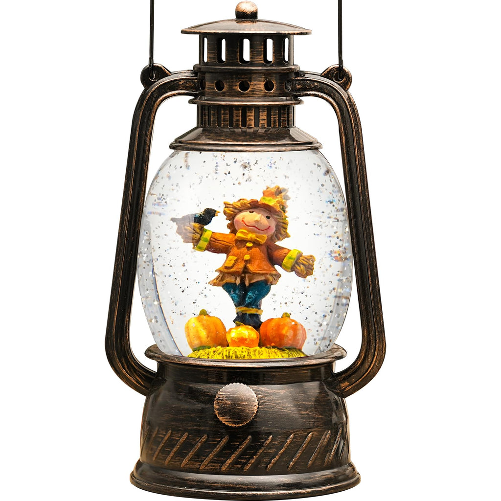 Halloween Snow Globe, Halloween Decorations Indoor Light Up Snow Globe Lantern with Music, 6H Timer, Love Never Dies Swirling Glitter Halloween Lantern for Halloween Home Decorations - Halloween Happy