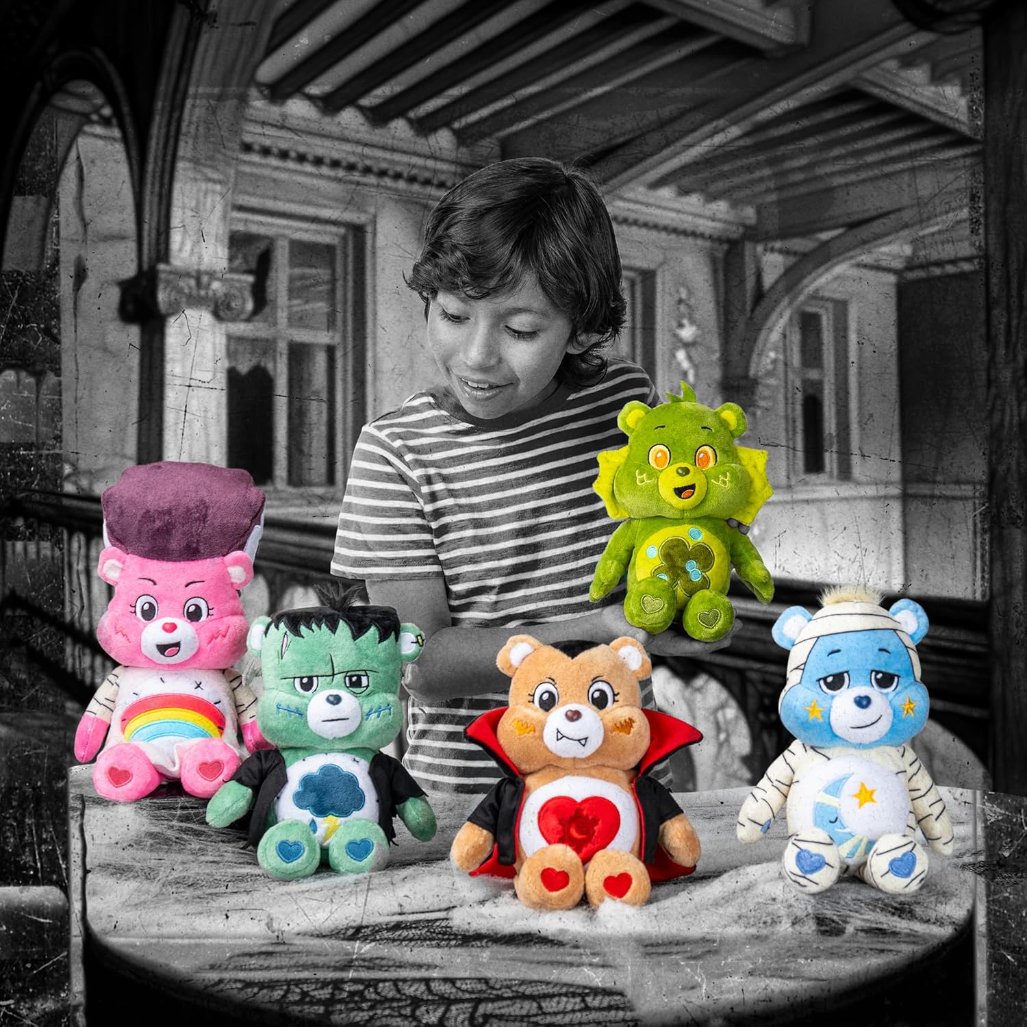 Care Bears Universal Monsters 9" Fun Size Plush - Grumpy as Frankenstein - Soft, Huggable Plushie, Stuffed Animal for Girls and Boys, Ages 4+ - Halloween Happy