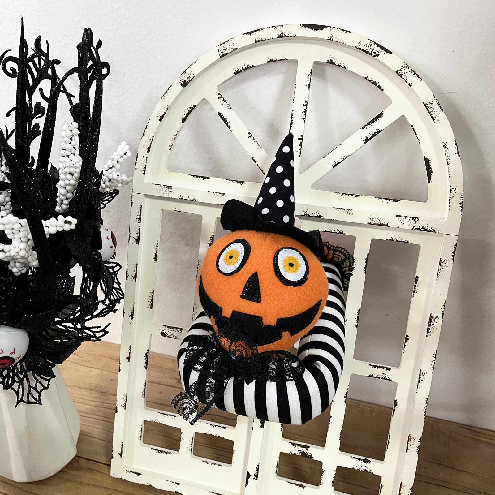 Ogrmar 2 Pack Halloween Curtain Buckle Doll Pumpkin Curtain Tieback Hold Back Fastener for Window Home Hotel Room Decoration (Orange and Black) - Halloween Happy