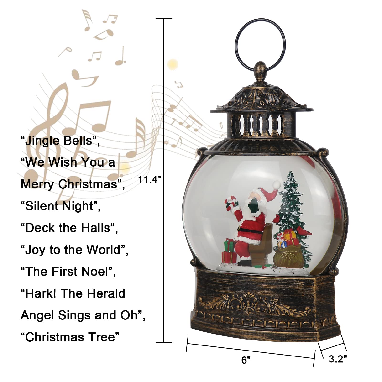 DRomance Halloween Skeleton Snow Globe Lantern with 6H Timer Battery Operated USB Powered Lighted Water Glitters Bronze Canteen Shaped Snow Globe Halloween Decoration Children Gift(6 x 3.2 x 11 Inch) - Halloween Happy