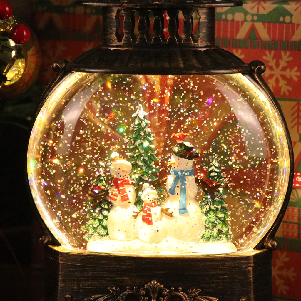 DRomance Halloween Skeleton Snow Globe Lantern with 6H Timer Battery Operated USB Powered Lighted Water Glitters Bronze Canteen Shaped Snow Globe Halloween Decoration Children Gift(6 x 3.2 x 11 Inch) - Halloween Happy