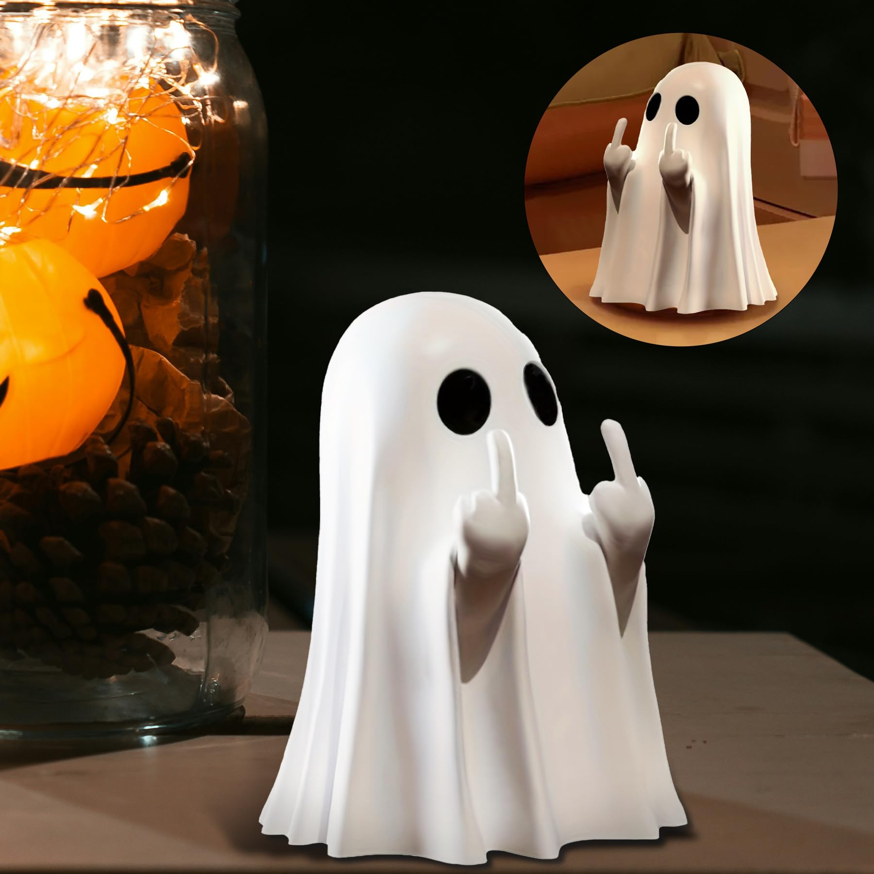 Halloween Ghost Figurine Ghost Decor, Funny Ghost Statue, Cute Ghost Figurine, Ghost Statue Halloween Decoration for Gift Props Tabletop Home Decor New Year's Gifts - Halloween Happy