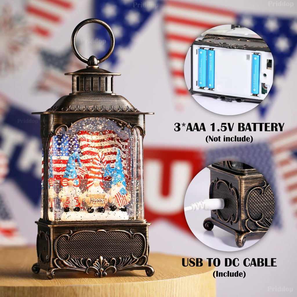 Halloween Snow Globe Lantern Haunted House Pumpkin Ghost Tree Crow Rip Dancing Bats with Timer, USB and Battery Powered 12 inch - Halloween Happy