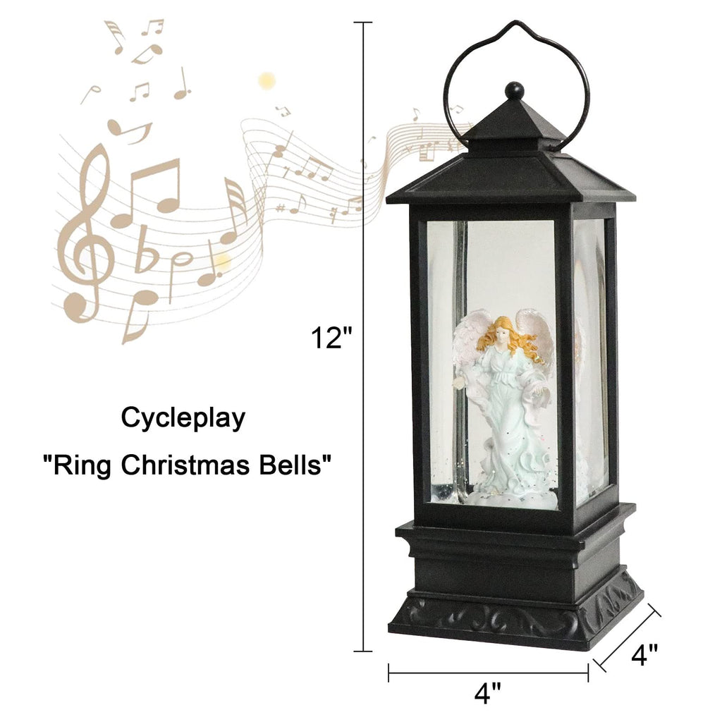 Eldnacele Halloween Ghost Projection Snow Globe Lantern with 6 - Hour Timer, Lighted Plug - in & Battery Operated Water Glittering Snowing Globe Lamp for Spooky Fall Halloween Indoor Decoration(Skeleton) - Halloween Happy