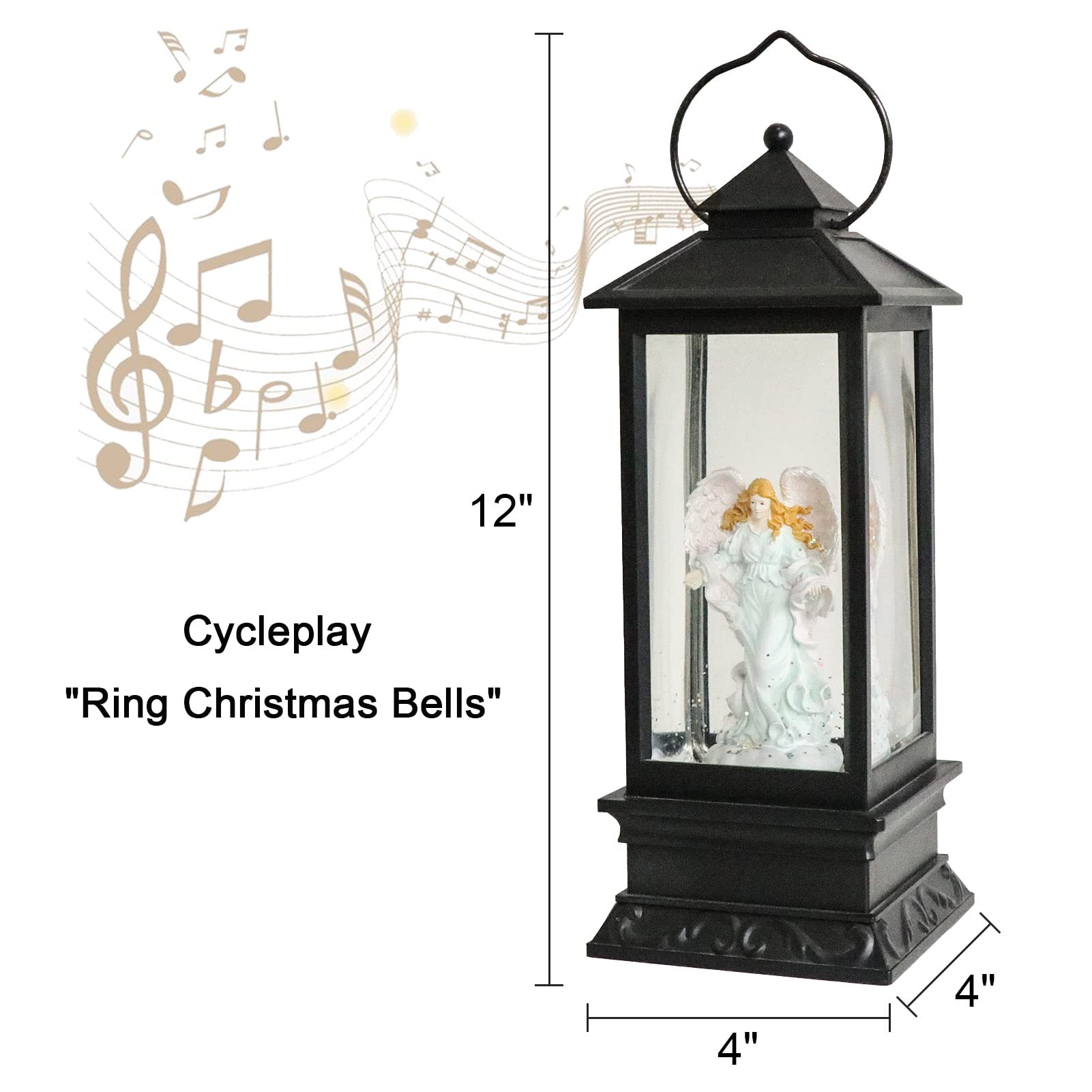 Eldnacele Halloween Ghost Projection Snow Globe Lantern with 6 - Hour Timer, Lighted Plug - in & Battery Operated Water Glittering Snowing Globe Lamp for Spooky Fall Halloween Indoor Decoration(Skeleton) - Halloween Happy