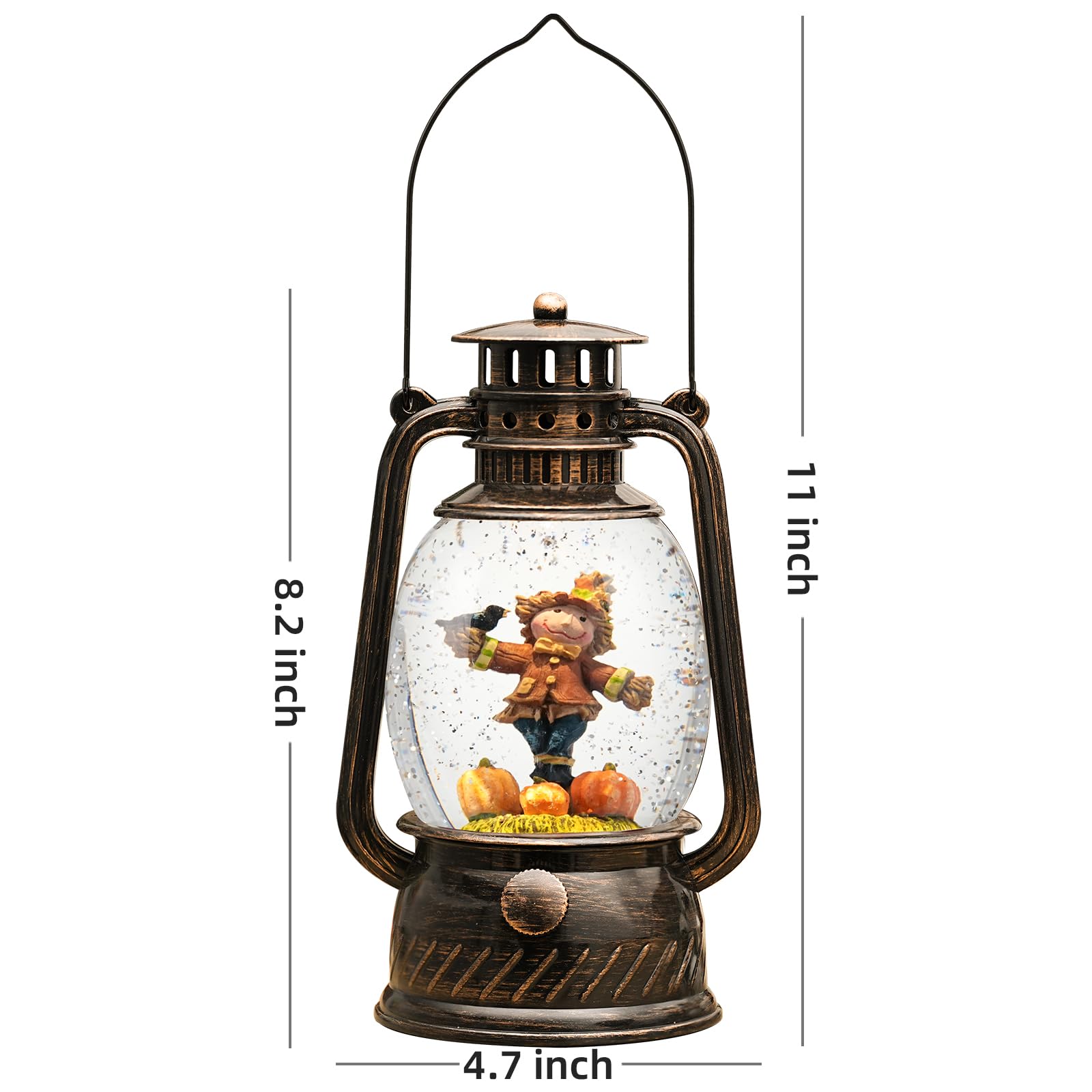 Halloween Snow Globe, Halloween Decorations Indoor Light Up Snow Globe Lantern with Music, 6H Timer, Love Never Dies Swirling Glitter Halloween Lantern for Halloween Home Decorations - Halloween Happy
