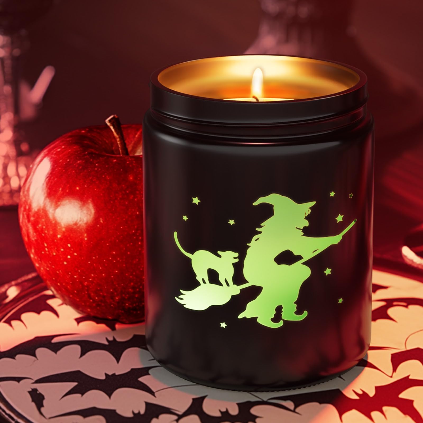 Halloween Candle Set, 4 Pack Scented Candles Gift with Pumpkin|Skull|Ghost|Witch|, 80H Lasting Burn Candles for Halloween Decorations Indoor, Candle Gift Set for Holiday - Halloween Happy