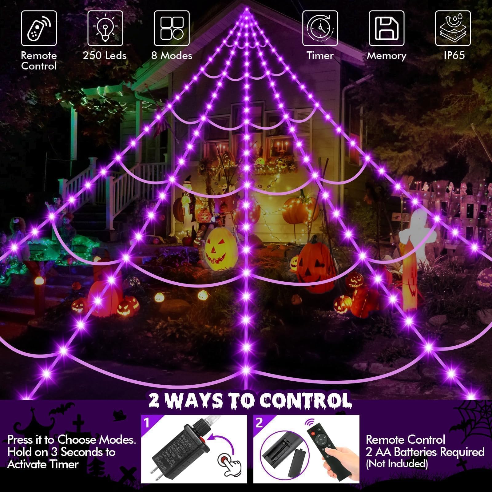 200" Halloween Spider Web + 59" Giant Spider Decorations Fake Spiders with Triangular Huge Spiders Web for Indoor Outdoor Halloween Decorations Yard Home Costumes Parties Haunted House Décor - Halloween Happy