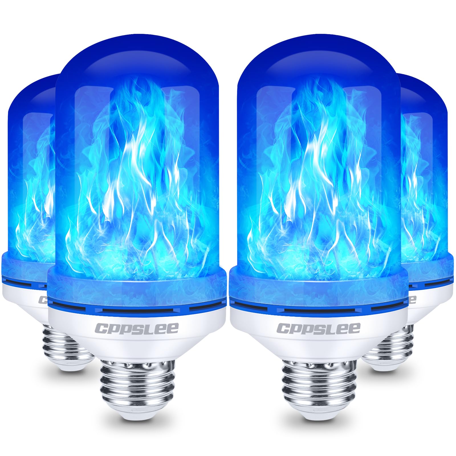 Halloween Decorations Upgraded LED Flame Light Bulbs, 4 Modes Flickering Light Bulbs, E26 Base Fire Flame Bulb, Christmas Lights Patio Outdoor Indoor Home Decor (Yellow, 2 Pack) - Halloween Happy