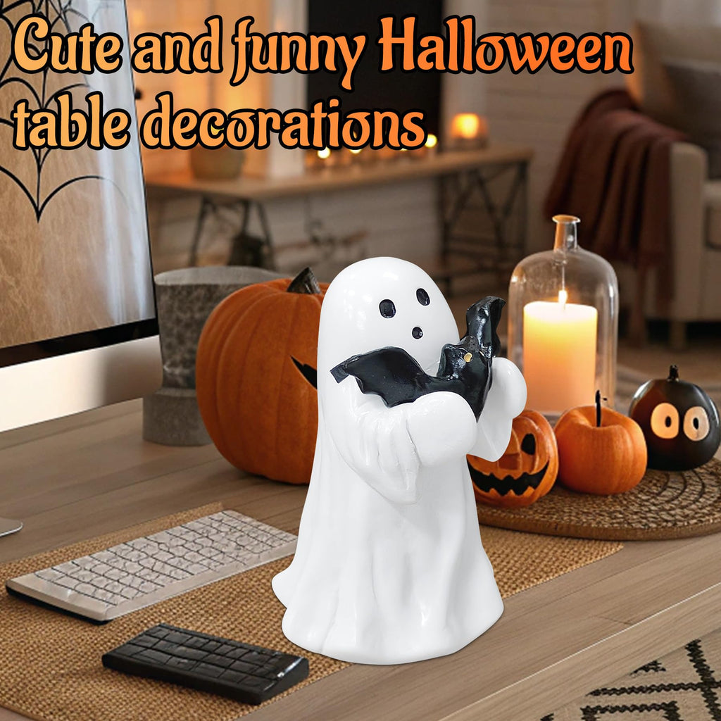 Halloween Ghost Figurine Ghost Decor, Funny Ghost Statue, Cute Ghost Figurine, Ghost Statue Halloween Decoration for Gift Props Tabletop Home Decor New Year's Gifts - Halloween Happy