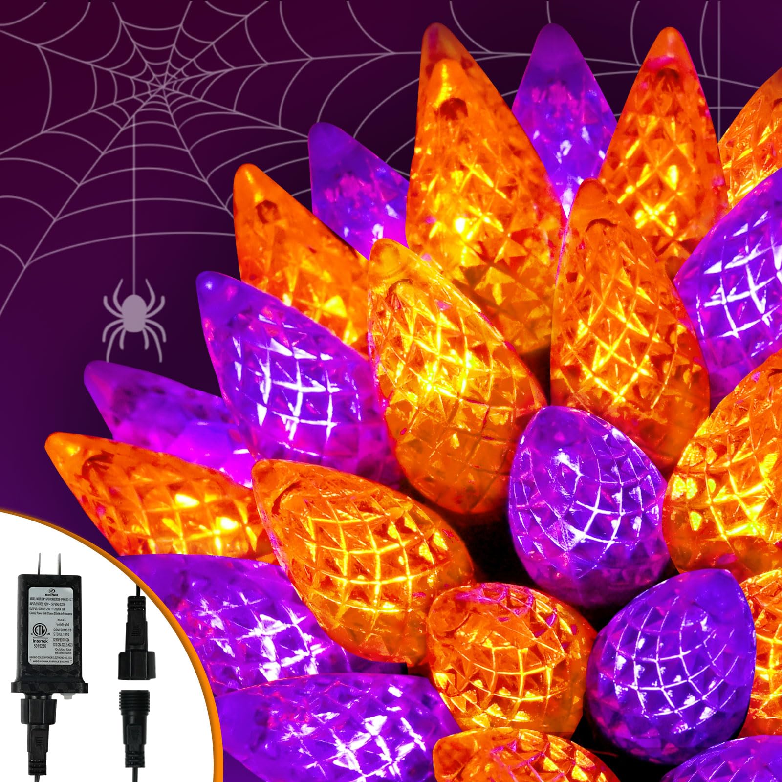Upgraded 250 LED C6 Connectable Halloween String Lights, 82FT Orange Purple and Green Lights, Waterproof Fairy Twinkle Light Plug in with 13 Modes & Timer for Outdoor Indoor Halloween Decorations - Halloween Happy