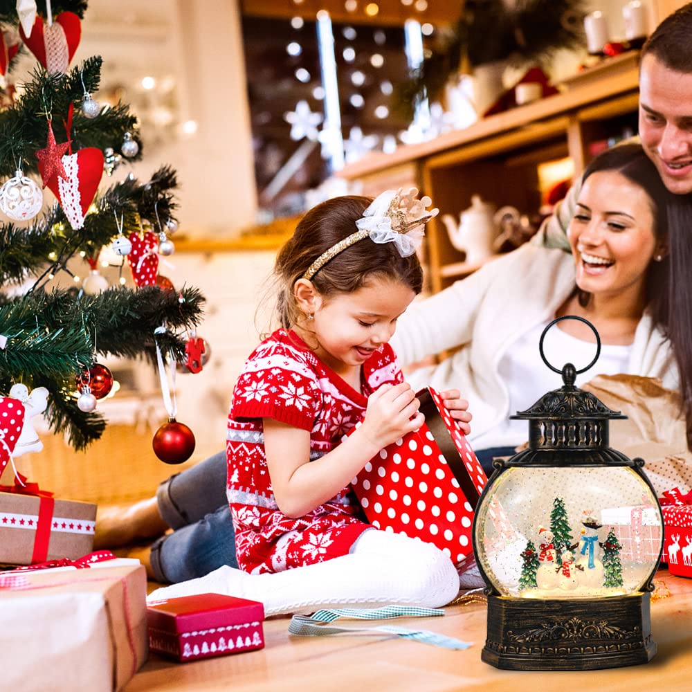 DRomance Halloween Skeleton Snow Globe Lantern with 6H Timer Battery Operated USB Powered Lighted Water Glitters Bronze Canteen Shaped Snow Globe Halloween Decoration Children Gift(6 x 3.2 x 11 Inch) - Halloween Happy