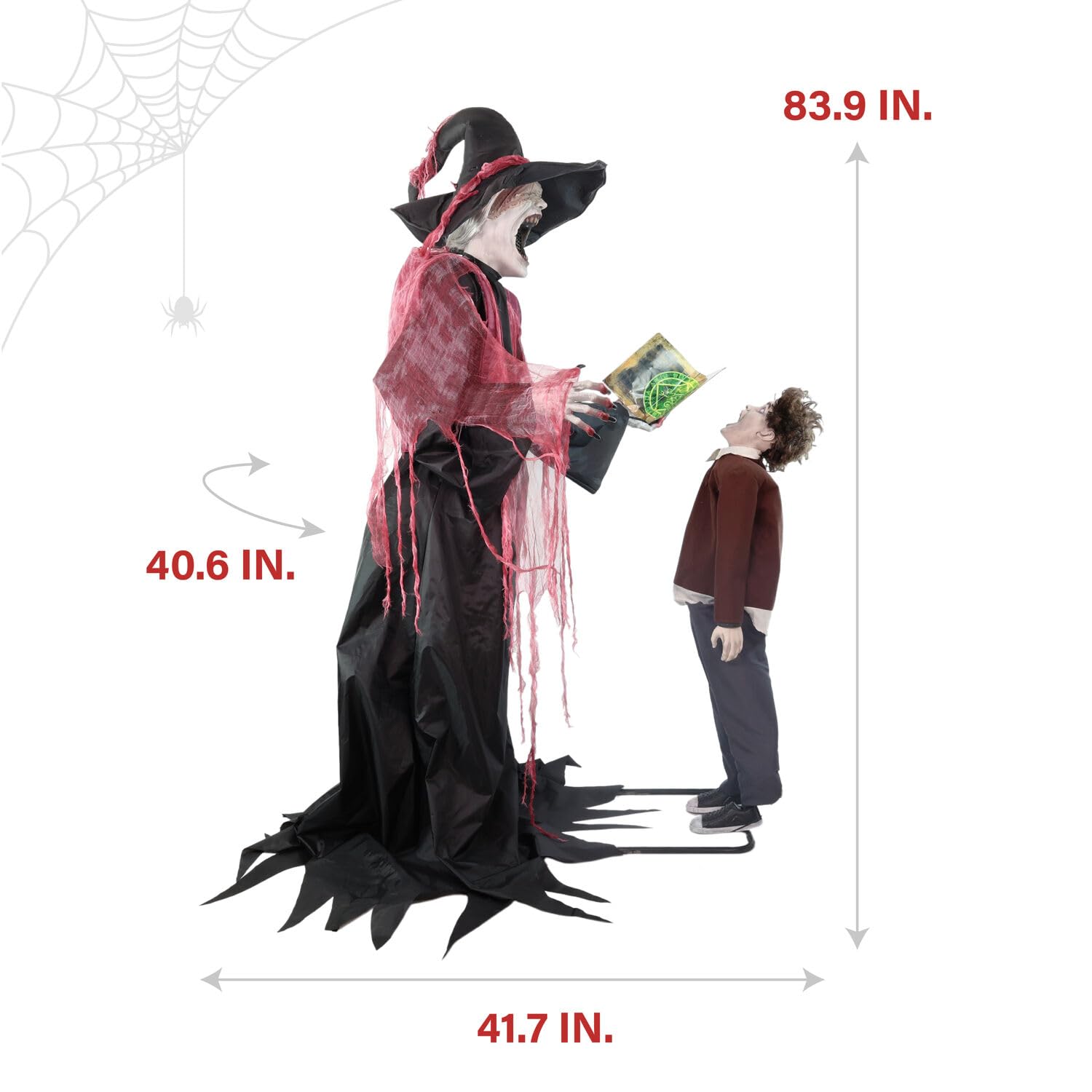 Haunted Hill Farm Soul Sucker Demon Reaper with Child by Tekky, Motion - Activated Talking Halloween Animatronic for Creepy Indoor or Covered Outdoor Halloween Decorations, Plug - in or Battery Operated - Halloween Happy