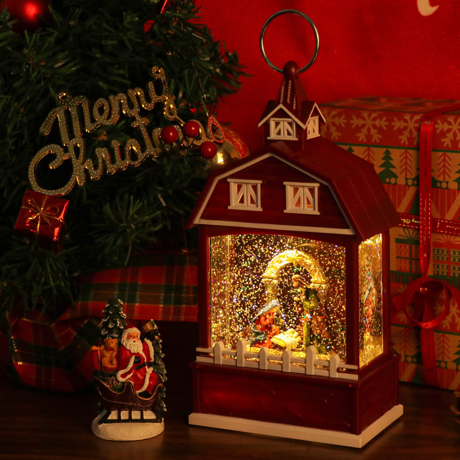 DRomance Halloween Skeleton Snow Globe Lantern with 6H Timer Battery Operated USB Powered Lighted Water Glitters Bronze Canteen Shaped Snow Globe Halloween Decoration Children Gift(6 x 3.2 x 11 Inch) - Halloween Happy