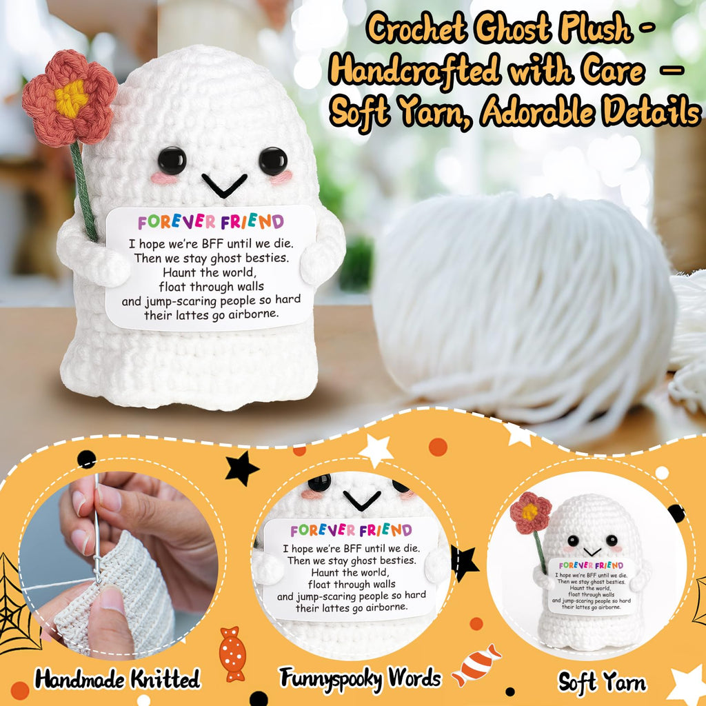 You're My Boo Buddy Cute Halloween Spooky Gifts - Funny & Romantic Handmade Crochet Ghost Plush Decor for for Girlfriend, Boyfriend, Couples, Her, Him, Friends, Valentine,Christmas Stocking Stuffer - Halloween Happy