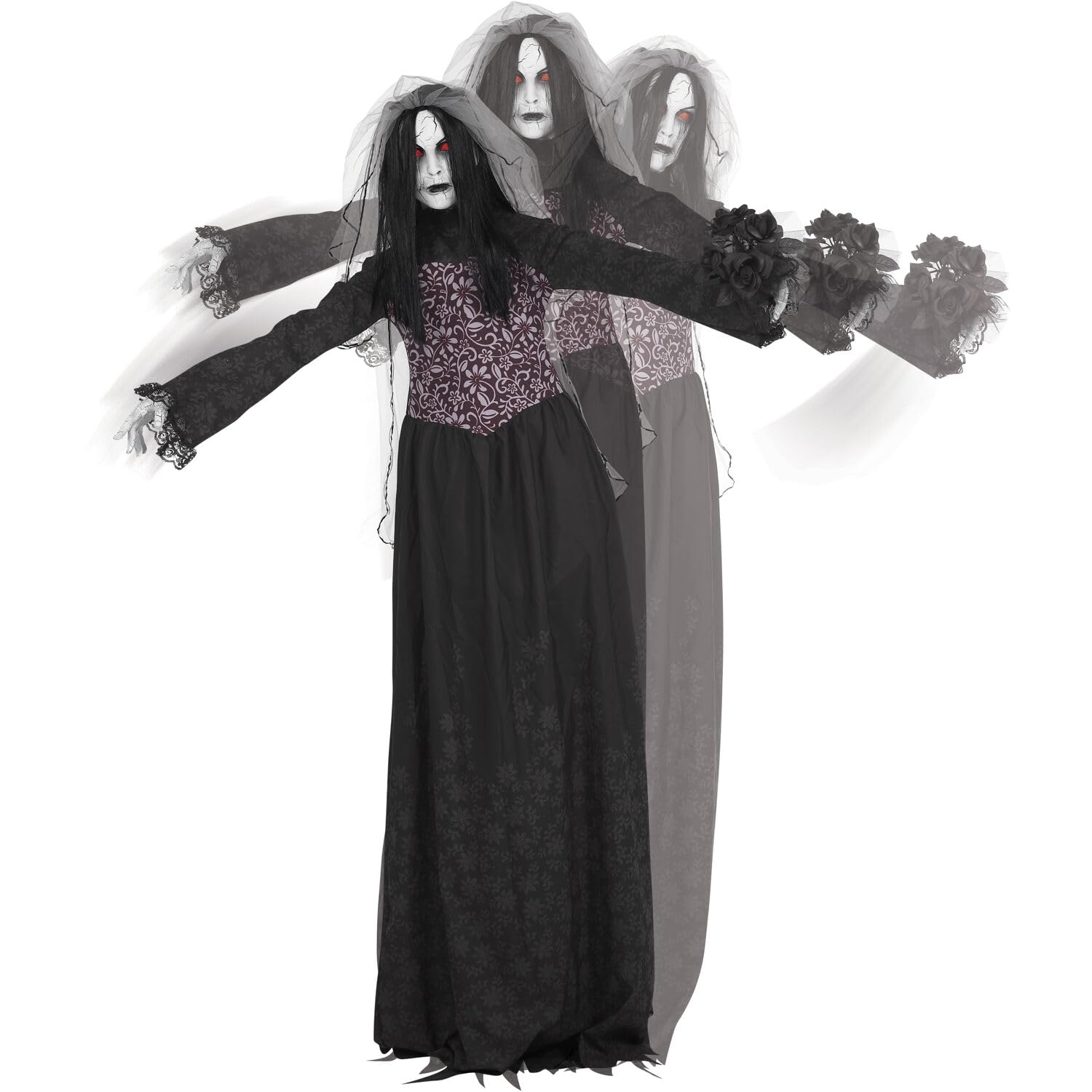 Haunted Hill Farm Soul Sucker Demon Reaper with Child by Tekky, Motion - Activated Talking Halloween Animatronic for Creepy Indoor or Covered Outdoor Halloween Decorations, Plug - in or Battery Operated - Halloween Happy