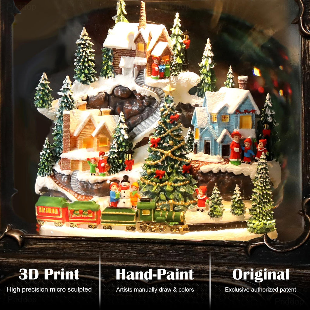 Halloween Snow Globe Lantern Haunted House Pumpkin Ghost Tree Crow Rip Dancing Bats with Timer, USB and Battery Powered 12 inch - Halloween Happy