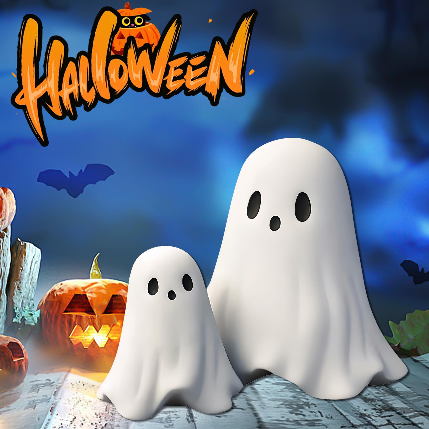 Halloween Ghost Figurine Ghost Decor, Funny Ghost Statue, Cute Ghost Figurine, Ghost Statue Halloween Decoration for Gift Props Tabletop Home Decor New Year's Gifts - Halloween Happy