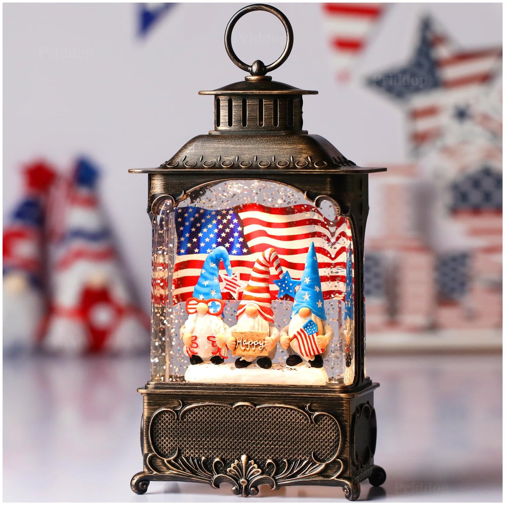 Halloween Snow Globe Lantern Haunted House Pumpkin Ghost Tree Crow Rip Dancing Bats with Timer, USB and Battery Powered 12 inch - Halloween Happy