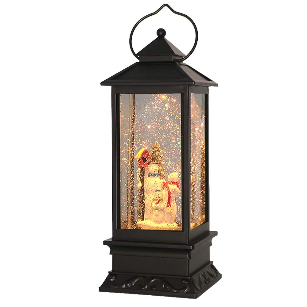 Eldnacele Halloween Ghost Projection Snow Globe Lantern with 6 - Hour Timer, Lighted Plug - in & Battery Operated Water Glittering Snowing Globe Lamp for Spooky Fall Halloween Indoor Decoration(Skeleton) - Halloween Happy