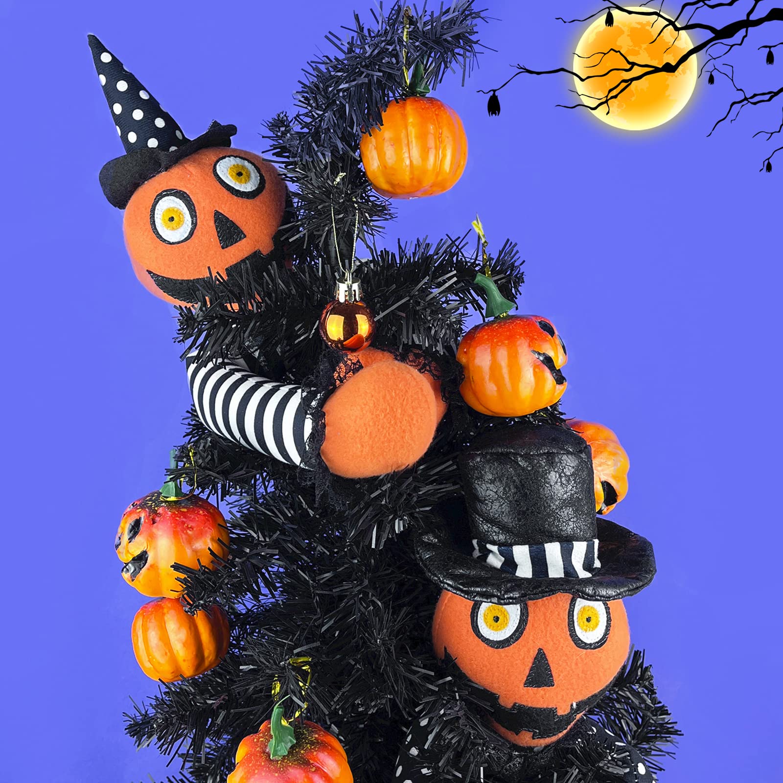 Ogrmar 2 Pack Halloween Curtain Buckle Doll Pumpkin Curtain Tieback Hold Back Fastener for Window Home Hotel Room Decoration (Orange and Black) - Halloween Happy
