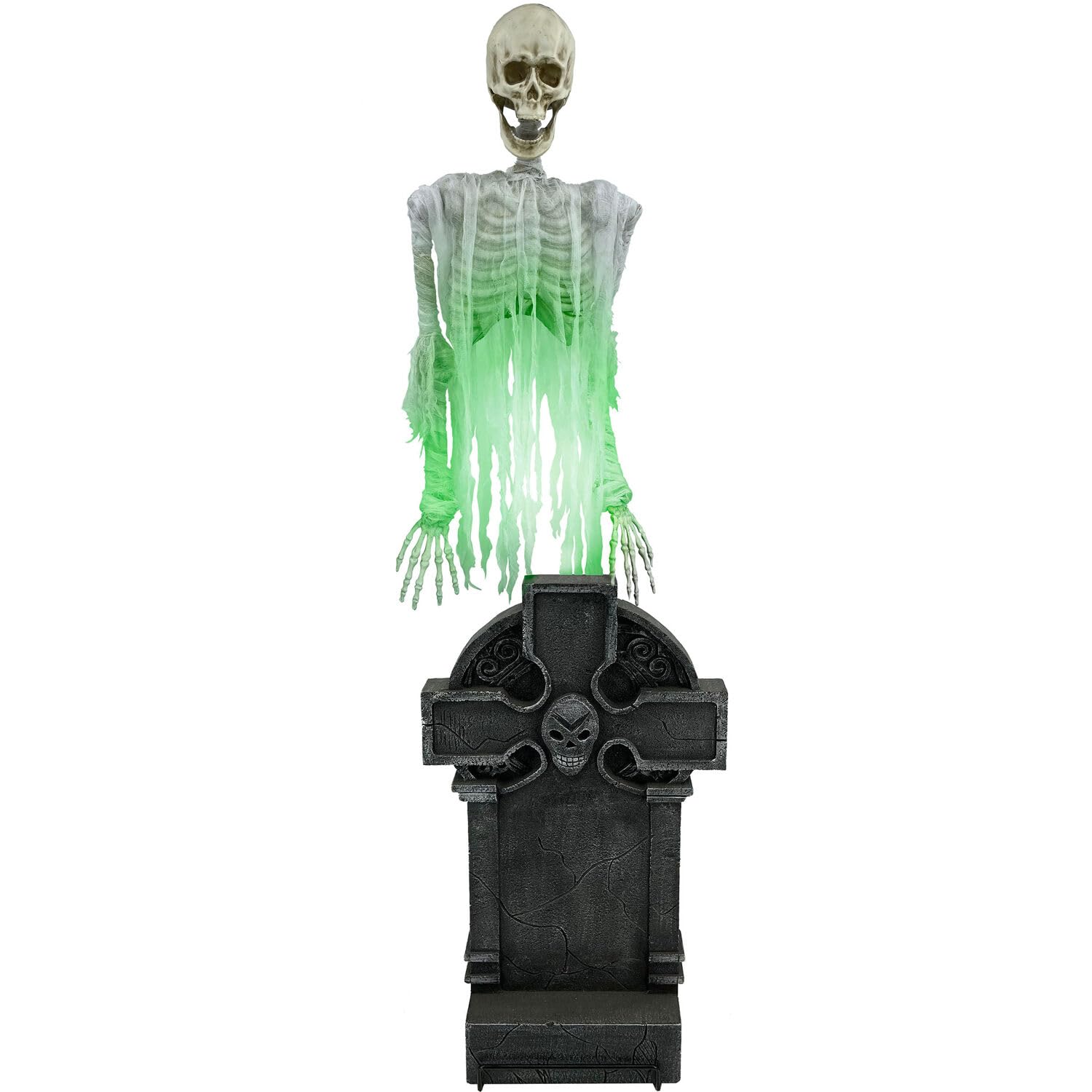 Haunted Hill Farm Soul Sucker Demon Reaper with Child by Tekky, Motion - Activated Talking Halloween Animatronic for Creepy Indoor or Covered Outdoor Halloween Decorations, Plug - in or Battery Operated - Halloween Happy