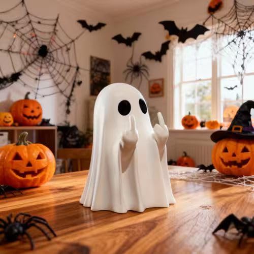 Halloween Ghost Figurine Ghost Decor, Funny Ghost Statue, Cute Ghost Figurine, Ghost Statue Halloween Decoration for Gift Props Tabletop Home Decor New Year's Gifts - Halloween Happy