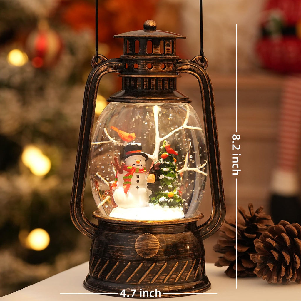 Halloween Snow Globe, Halloween Decorations Indoor Light Up Snow Globe Lantern with Music, 6H Timer, Love Never Dies Swirling Glitter Halloween Lantern for Halloween Home Decorations - Halloween Happy