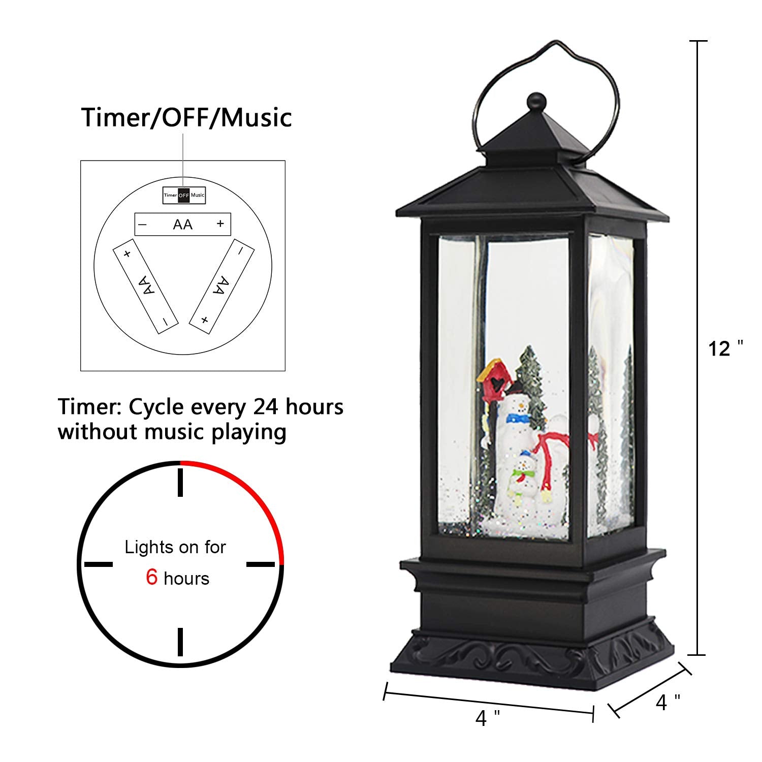 Eldnacele Halloween Ghost Projection Snow Globe Lantern with 6 - Hour Timer, Lighted Plug - in & Battery Operated Water Glittering Snowing Globe Lamp for Spooky Fall Halloween Indoor Decoration(Skeleton) - Halloween Happy