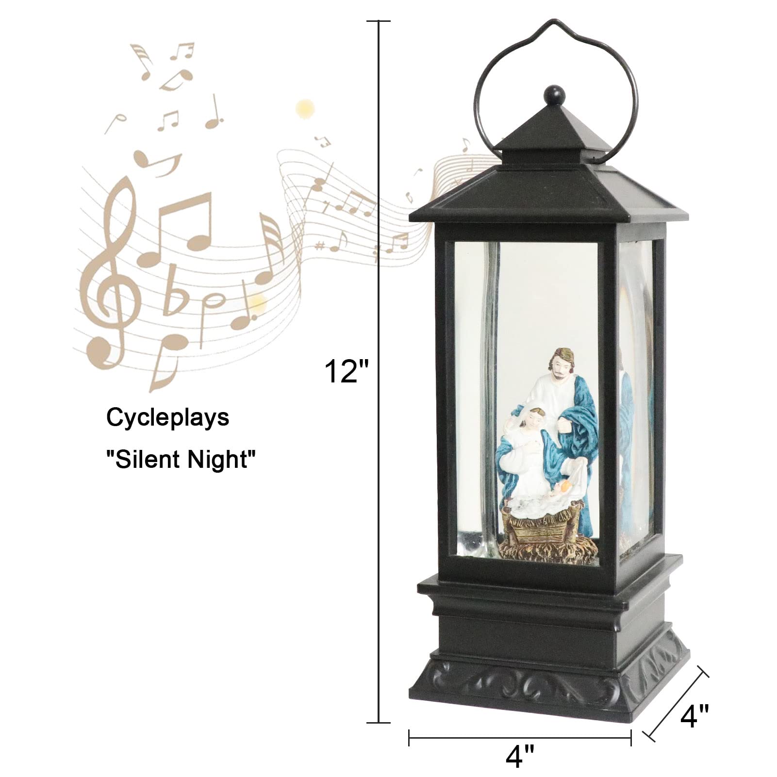 Eldnacele Halloween Ghost Projection Snow Globe Lantern with 6 - Hour Timer, Lighted Plug - in & Battery Operated Water Glittering Snowing Globe Lamp for Spooky Fall Halloween Indoor Decoration(Skeleton) - Halloween Happy
