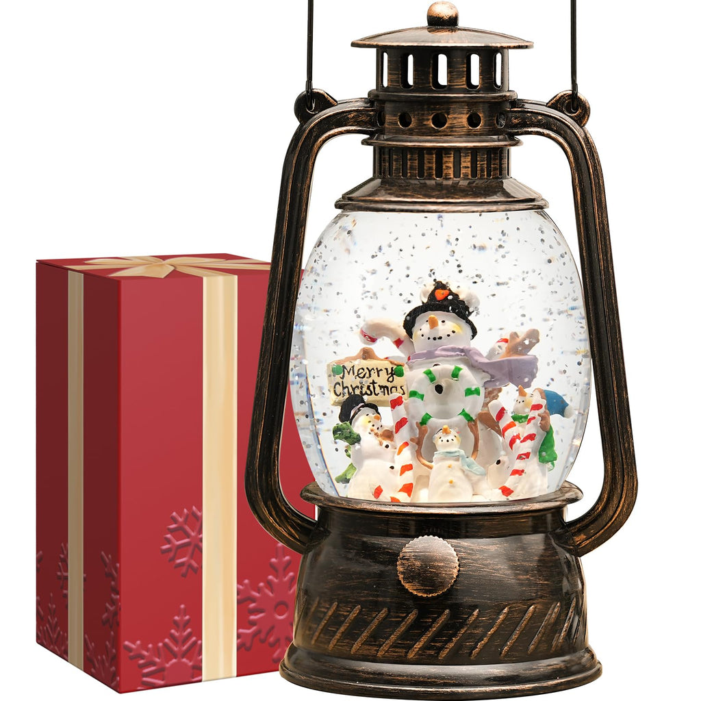 Halloween Snow Globe, Halloween Decorations Indoor Light Up Snow Globe Lantern with Music, 6H Timer, Love Never Dies Swirling Glitter Halloween Lantern for Halloween Home Decorations - Halloween Happy