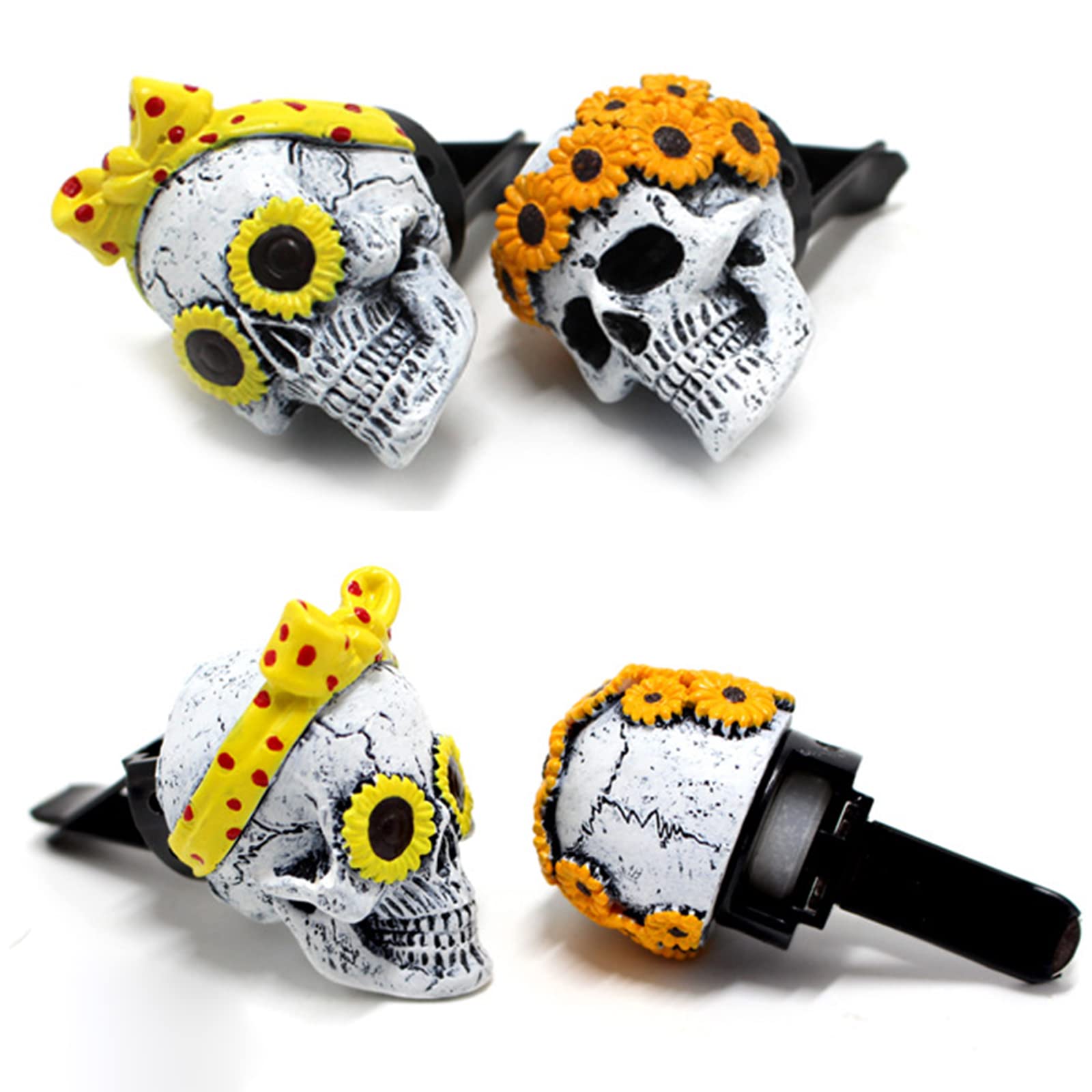 Skull Decor Halloween Car Air Freshener Vent Clip Goth Truck Interior Accessories for Men Women Teens Stuff for Jeep Horror Skeleton Auto Scents Dashboard Decorations Funny Christmas Gifts for Dad Mom - Halloween Happy