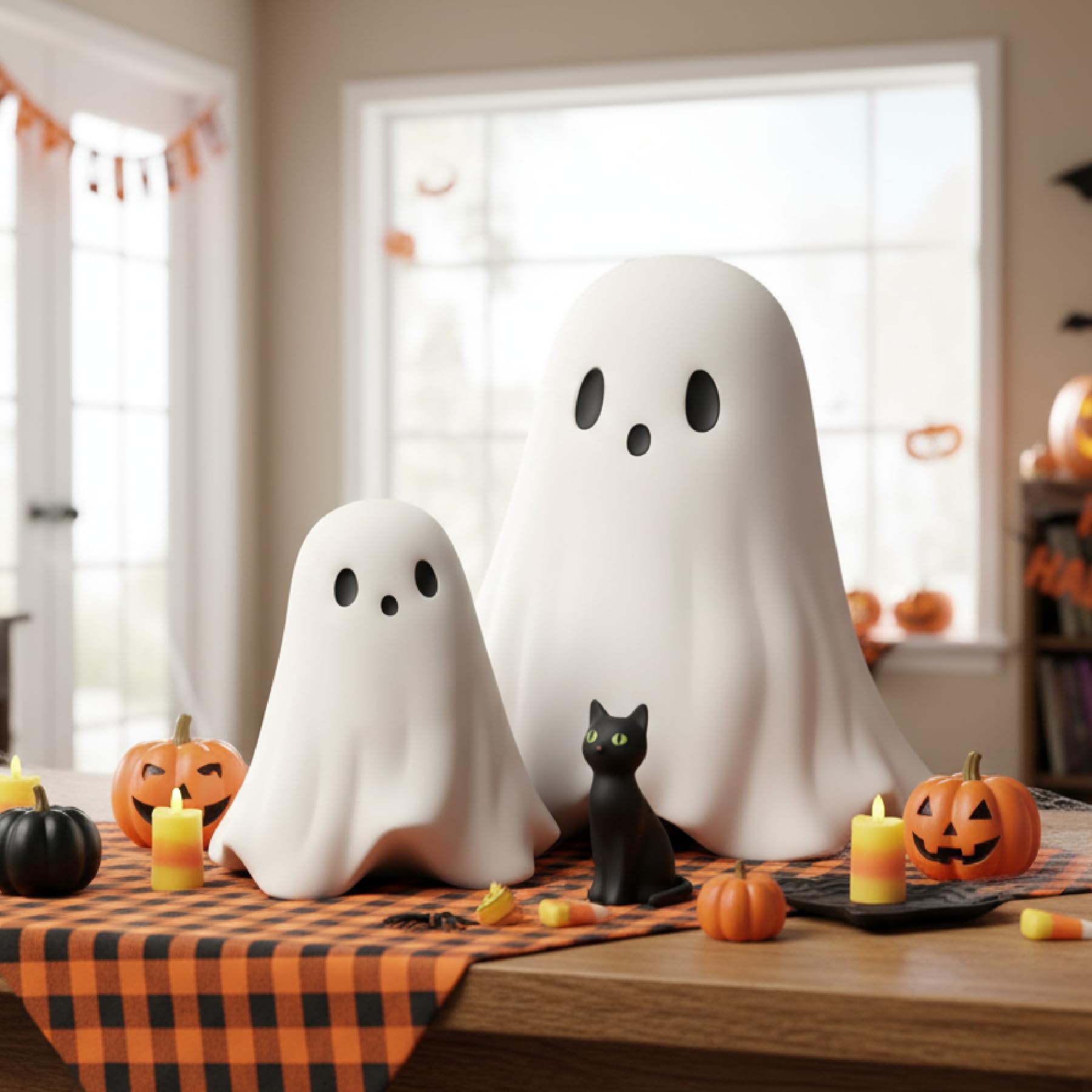 Halloween Ghost Figurine Ghost Decor, Funny Ghost Statue, Cute Ghost Figurine, Ghost Statue Halloween Decoration for Gift Props Tabletop Home Decor New Year's Gifts - Halloween Happy