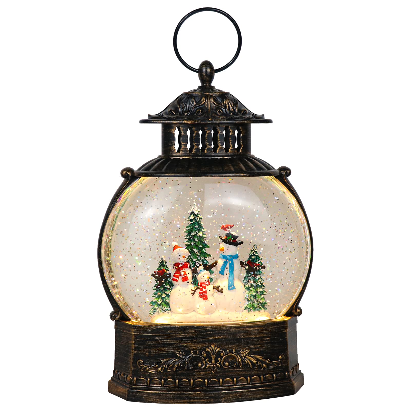 DRomance Halloween Skeleton Snow Globe Lantern with 6H Timer Battery Operated USB Powered Lighted Water Glitters Bronze Canteen Shaped Snow Globe Halloween Decoration Children Gift(6 x 3.2 x 11 Inch) - Halloween Happy
