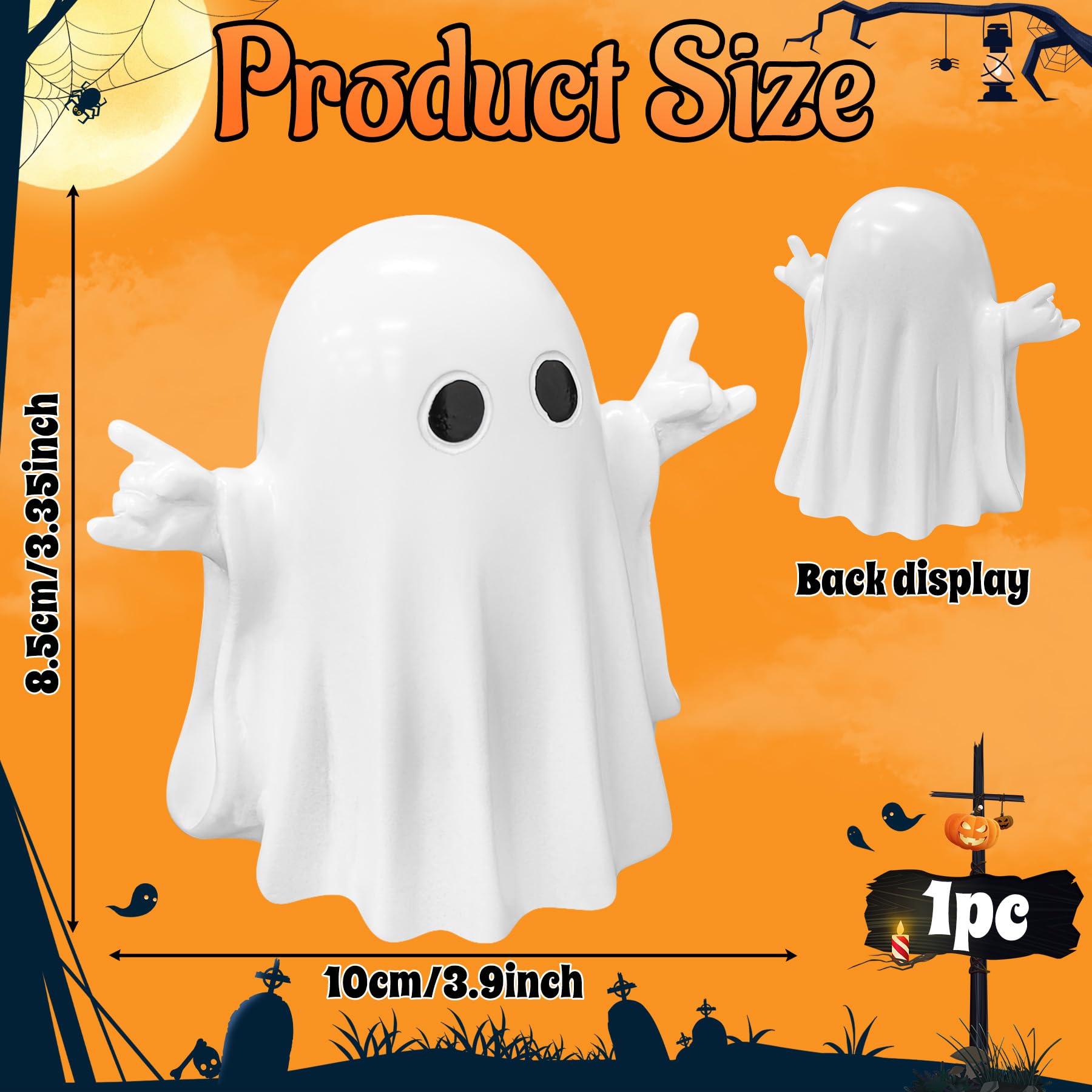 Halloween Ghost Figurine Ghost Decor, Funny Ghost Statue, Cute Ghost Figurine, Ghost Statue Halloween Decoration for Gift Props Tabletop Home Decor New Year's Gifts - Halloween Happy