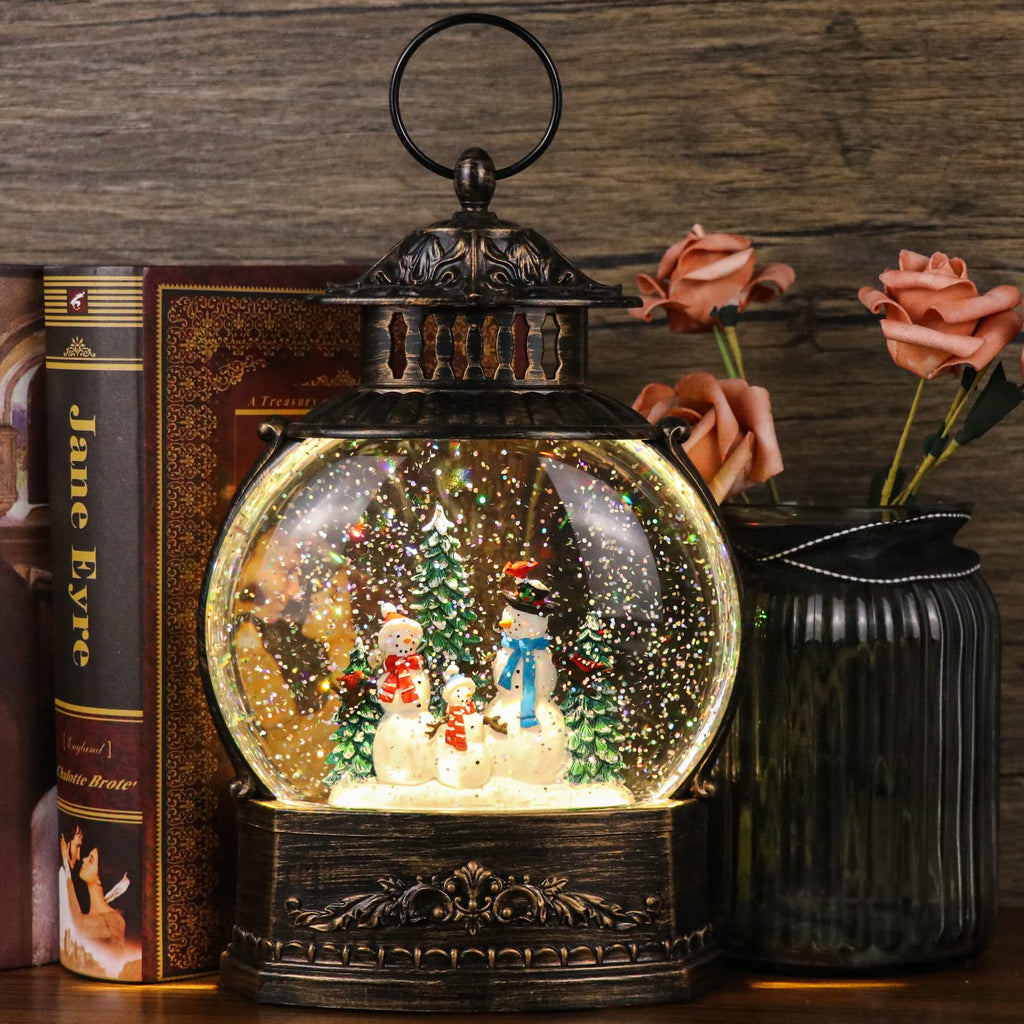 DRomance Halloween Skeleton Snow Globe Lantern with 6H Timer Battery Operated USB Powered Lighted Water Glitters Bronze Canteen Shaped Snow Globe Halloween Decoration Children Gift(6 x 3.2 x 11 Inch) - Halloween Happy