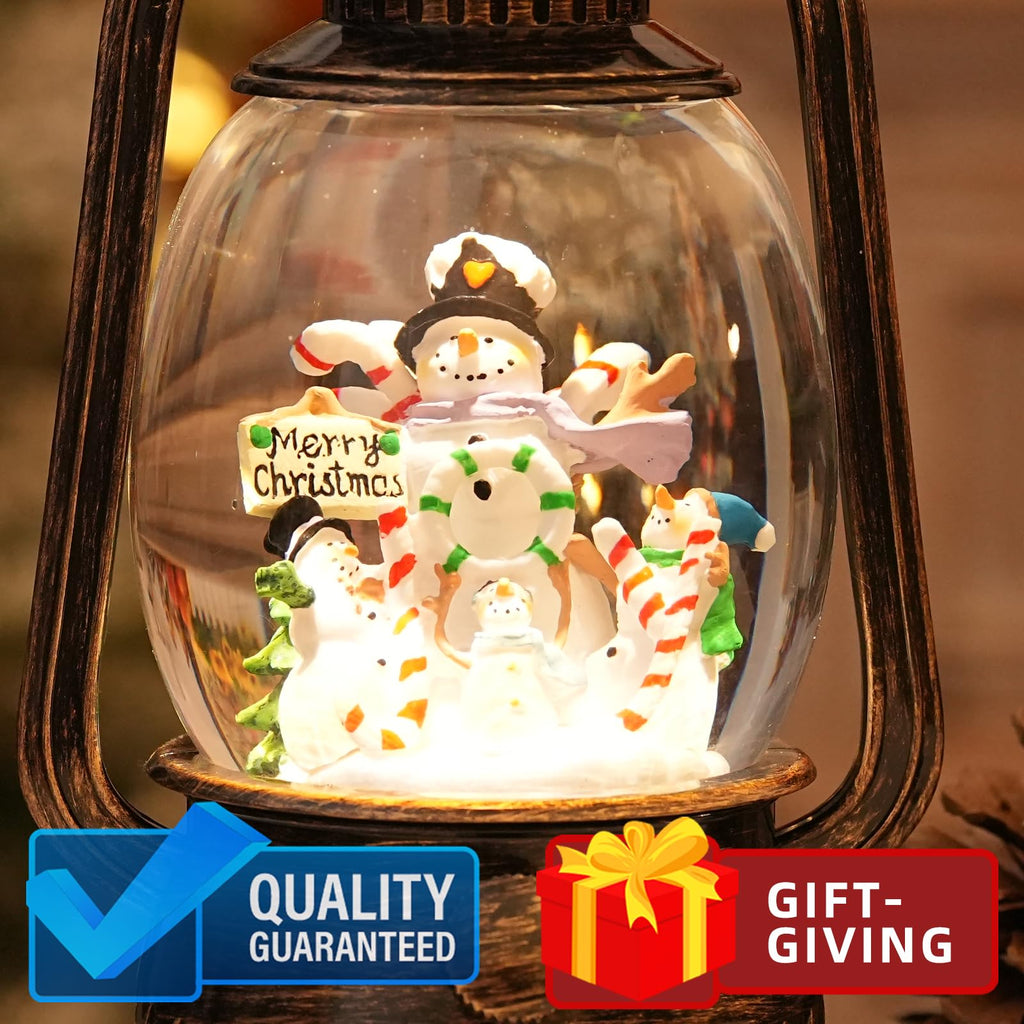 Halloween Snow Globe, Halloween Decorations Indoor Light Up Snow Globe Lantern with Music, 6H Timer, Love Never Dies Swirling Glitter Halloween Lantern for Halloween Home Decorations - Halloween Happy