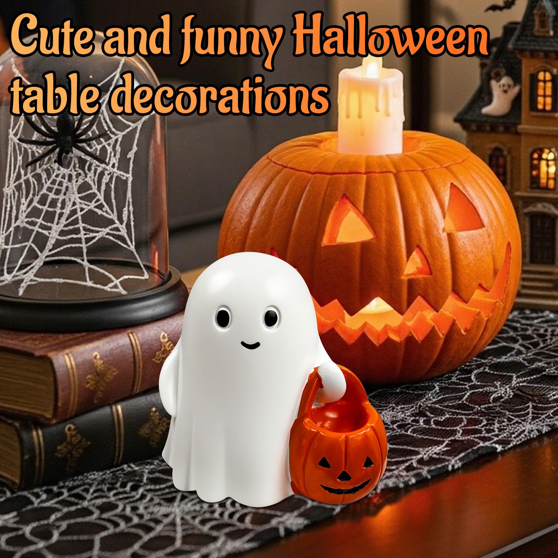 Halloween Ghost Figurine Ghost Decor, Funny Ghost Statue, Cute Ghost Figurine, Ghost Statue Halloween Decoration for Gift Props Tabletop Home Decor New Year's Gifts - Halloween Happy