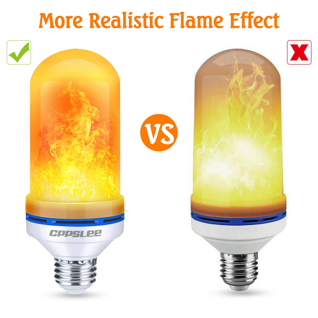 Halloween Decorations Upgraded LED Flame Light Bulbs, 4 Modes Flickering Light Bulbs, E26 Base Fire Flame Bulb, Christmas Lights Patio Outdoor Indoor Home Decor (Yellow, 2 Pack) - Halloween Happy