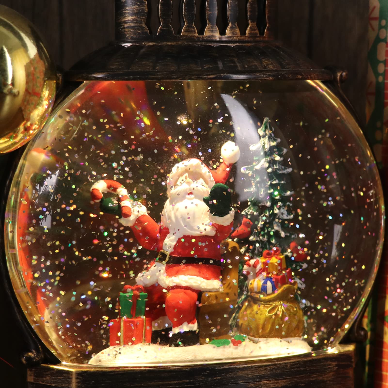 DRomance Halloween Skeleton Snow Globe Lantern with 6H Timer Battery Operated USB Powered Lighted Water Glitters Bronze Canteen Shaped Snow Globe Halloween Decoration Children Gift(6 x 3.2 x 11 Inch) - Halloween Happy
